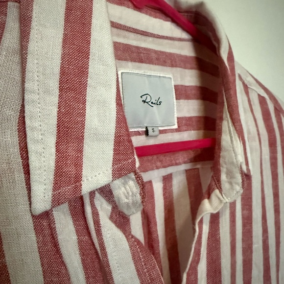 Rails Charlie Carmine Strip Linen Button-Up - Picture 3 of 6
